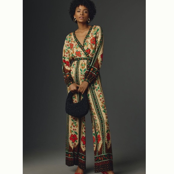 🌿NWT Farm Rio x Anthropologie Floral Wrap Jumpsuit